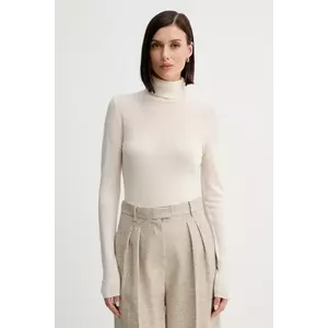 Simona Corsellini pulover de lână culoarea bej, light, cu guler, A25CPMGE0201 imagine