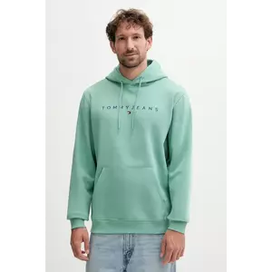 Tommy Jeans bluză culoarea bej, cu glugă, cu imprimeu, DM0DM20746 imagine