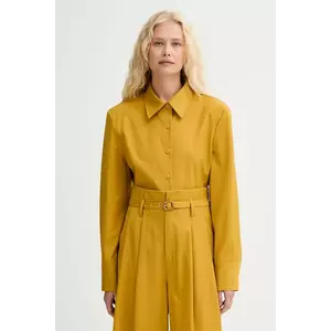 ISABELLE BLANCHE cămașă de lână culoarea galben, cu guler clasic, regular, IS25FW-C037-T002 imagine