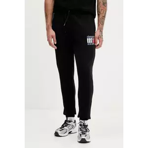 Tommy Jeans pantaloni de trening din bumbac culoarea negru, cu imprimeu, DM0DM22094 imagine