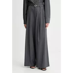 ISABELLE BLANCHE pantaloni din lână culoarea gri, drept, high waist, IS25FW-P036-T002 imagine