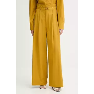 ISABELLE BLANCHE pantaloni din lână culoarea galben, drept, high waist, IS25FW-P036-T002 imagine