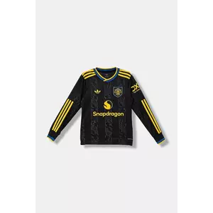 adidas Performance longsleeve copii Manchester United culoarea negru, cu imprimeu, KD4230 imagine