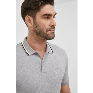 BOSS polo de bumbac culoarea gri, neted, 50469360 imagine