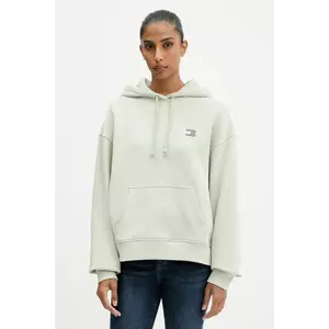 Tommy Jeans hanorac de bumbac culoarea roz, cu glugă, cu imprimeu, DW0DW19414 imagine