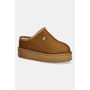 U.S. Polo Assn. papuci de casă VERA001 culoarea maro, VERA001W/EH1 imagine