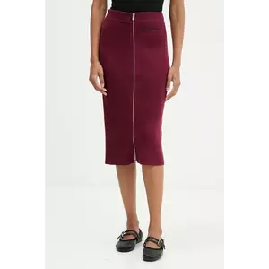 Karl Lagerfeld Jeans fustă culoarea bordo, midi, creion, A4W12005 imagine