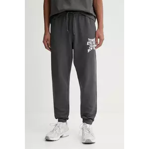 Tommy Jeans pantaloni de trening din bumbac culoarea gri, cu imprimeu, DM0DM22083 imagine