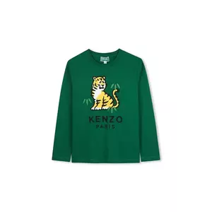Kenzo Kids longsleeve din bumbac pentru copii culoarea verde, cu imprimeu, K61451 imagine