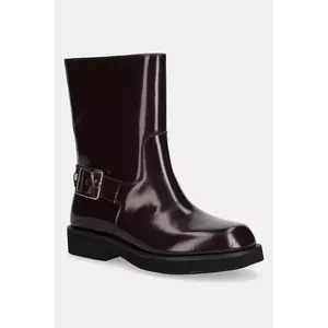 BOSS cizme de piele 50548759 culoarea violet, cu toc plat, Eleri imagine