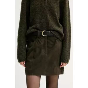 Gestuz fustă din piele întoarsă culoarea verde, mini, creion, 10910679 imagine