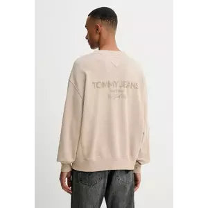 Tommy Jeans hanorac de bumbac culoarea maro, cu imprimeu, DM0DM22079 imagine