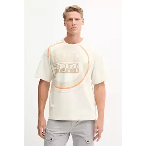 Napapijri tricou din bumbac S-Tusco barbati, culoarea bej, cu imprimeu, NP0A4IEEN1J1 imagine