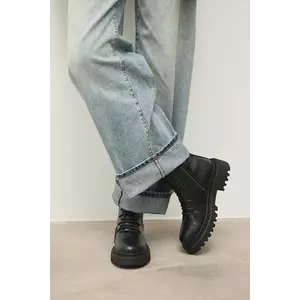 Answear.LAB bocanci de piele culoarea negru, cu platforma, izolare usoara imagine