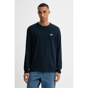 Tommy Jeans longsleeve din bumbac culoarea bleumarin, uni, DM0DM21974 imagine