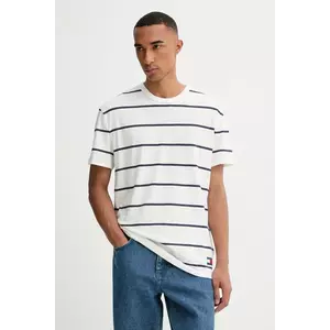 Tommy Jeans tricou din bumbac culoarea bej, cu imprimeu, DM0DM21983 imagine