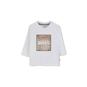 BOSS tricou din bumbac pentru bebeluși culoarea alb, cu imprimeu, J52715 imagine