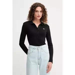 Lacoste longsleeve din bumbac culoarea negru, DF5281 imagine