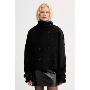 Gestuz palton de lână culoarea negru, 10910324 imagine