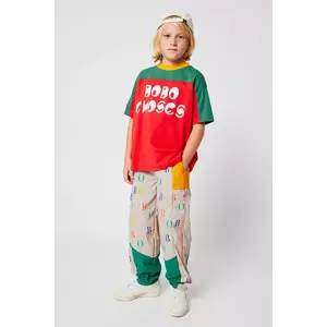 Bobo Choses pantaloni copii culoarea bej, cu imprimeu, 225AC140 imagine