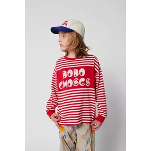 Bobo Choses longsleeve din bumbac pentru copii culoarea roșu, cu imprimeu, 225AC135 imagine