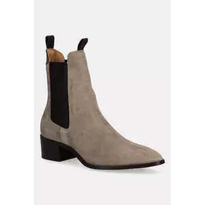 Gant botine din piele întoarsă St Broomly culoarea bej, cu toc plat, 31553093 imagine