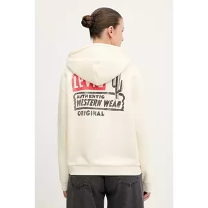 Levi's bluză culoarea bej, cu glugă, cu imprimeu, 001B6 imagine