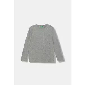 United Colors of Benetton longsleeve din bumbac pentru copii culoarea gri, cu imprimeu, 3I1XC10QS imagine