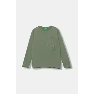 United Colors of Benetton longsleeve din bumbac pentru copii culoarea verde, cu imprimeu, 3I1XC10QS imagine