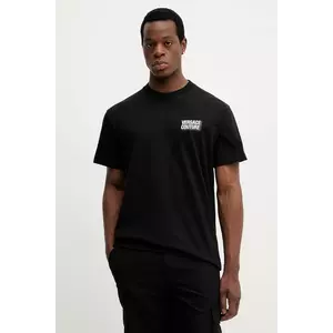 Versace Jeans Couture tricou din bumbac culoarea negru, cu imprimeu, 79GAHP10 CJ01P imagine