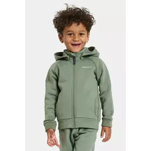 Didriksons bluză SILJAN KIDS FZ culoarea verde, cu glugă, uni, 505900 imagine
