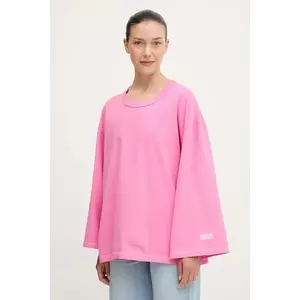 American Vintage longsleeve din bumbac culoarea roz, FIZ02J imagine