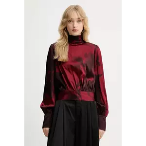 Gestuz bluză culoarea bordo, cu imprimeu, 10910632 imagine