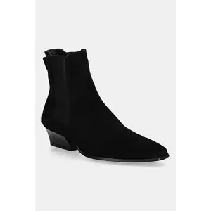 Gant botine din piele întoarsă Bassotte culoarea negru, cu toc drept, 31553150 imagine