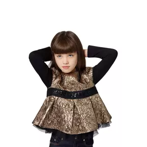 Karl Lagerfeld bluză copii culoarea auriu, cu imprimeu, Z30588 imagine