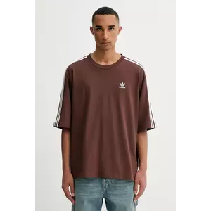 adidas Originals tricou din bumbac Oversize Tee culoarea maro, cu imprimeu, KA0476 imagine