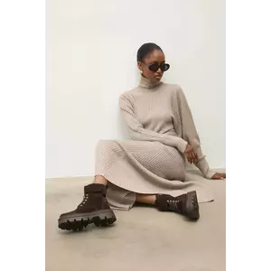 Answear.LAB bocanci din piele intoarsa culoarea maro, cu platforma, izolare usoara imagine