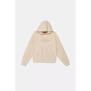 United Colors of Benetton bluză copii culoarea bej, cu glugă, cu imprimeu, 3UODC204X imagine