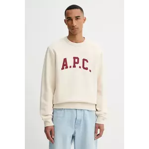 A.P.C. bluză sweat harris - GOTS culoarea bej, cu imprimeu, COHBR.H37012 imagine