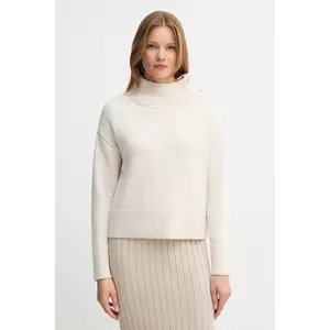 OUI pulover din amestec de lana femei, culoarea bej, cu turtleneck, 89178 imagine