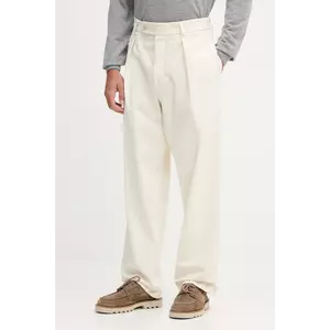 BOSS pantaloni de bumbac BECKHAM X BOSS culoarea bej, drept, 50554875 imagine