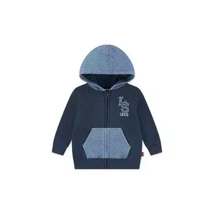 Levi's hanorac de bumbac pentru bebeluși KNIT DENIM ZIP UP culoarea bleumarin, cu glugă, cu imprimeu, 6EN725 imagine