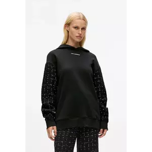 Karl Lagerfeld hanorac din amestec de lână pentru femei, negru, cu glugă și aplicație A4W20064 imagine