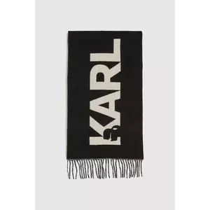 Karl Lagerfeld eșarfă cu lână rochie neagră cu model pentru femei A4W33125 imagine