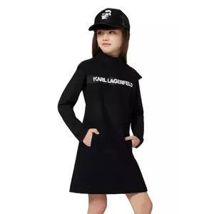 Karl Lagerfeld rochie pentru copii cu lână mini evazat negru Z30618 imagine