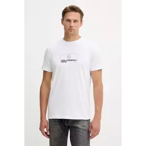 Karl Lagerfeld Jeans tricou din bumbac culoarea alb, cu imprimeu, A4M17020 imagine