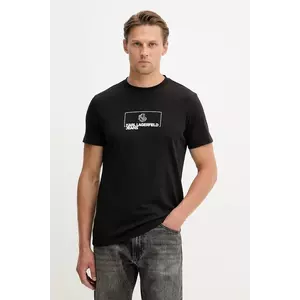 Karl Lagerfeld Jeans tricou din bumbac culoarea negru, cu imprimeu, A4M17020 imagine