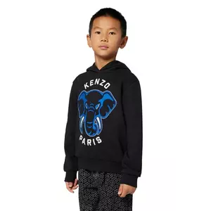 Kenzo Kids hanorac de bumbac pentru copii culoarea negru, cu glugă, cu imprimeu, K61437 imagine