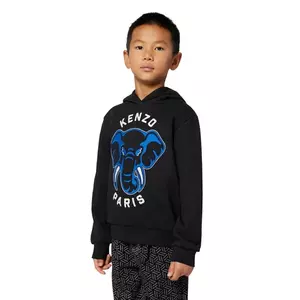 Kenzo Kids hanorac de bumbac pentru copii culoarea negru, cu glugă, cu imprimeu, K61437 imagine