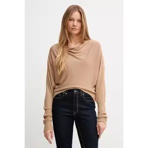 United Colors of Benetton pulover de mătase culoarea bej, light, 1ZRED10E8 imagine